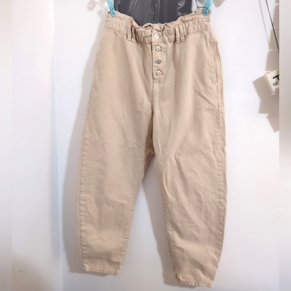 Zara Beige Paperbag Jeans